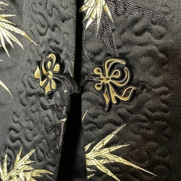 Handmade Quilted Asian Inspired Black & Gold Bamboo Print Jacket‎ - Picture 4 of 8